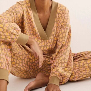 New Free People Just Because Onesie Long Sleeve Printed Leopard Jumpsuit Small